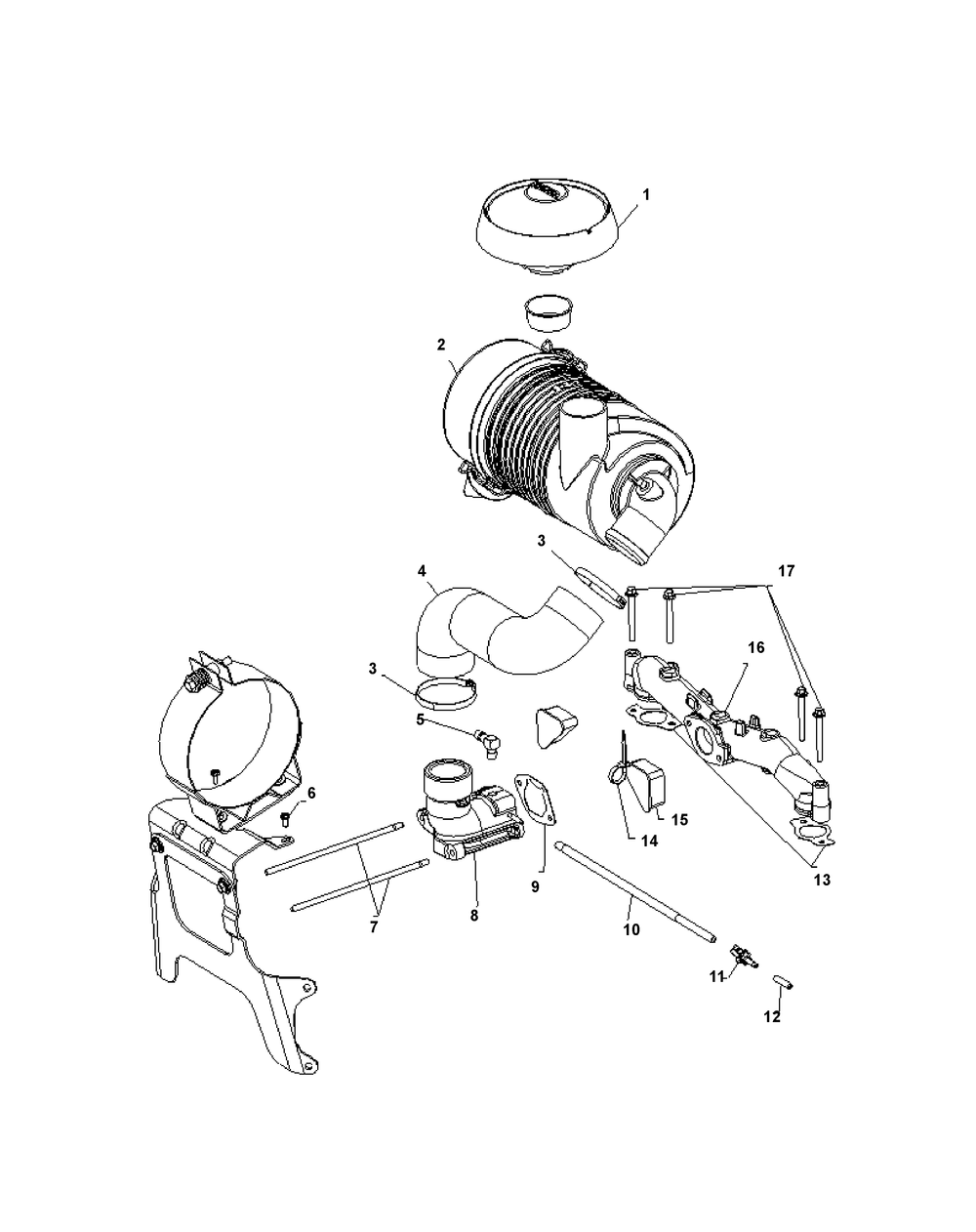 Kohler Cv740-3125 Air Intake Group Diagram and Parts List for M60-KH (53CH8CT6050-27HP)(2011) Cub Cadet Lawn Tractor